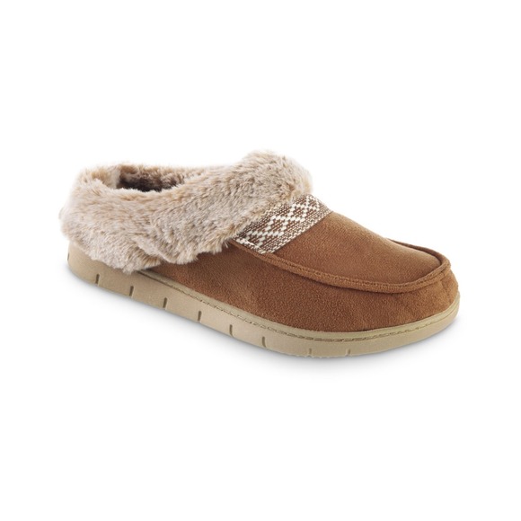 Womens Isotoner Memory Foam &Faux Fur Hoodback‎ Clog Slippers Size 9.5-10 - Picture 1 of 6